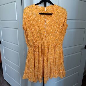 Free People One Fine Day Mini Dress in Yellow Combo